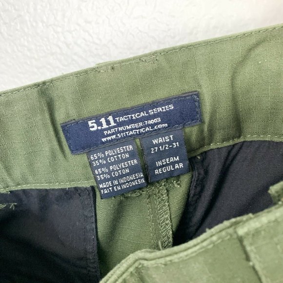 5.11 Tactical Men's 27 1/2 - 31 Olive Green TDU Pant Ripstop Cargo Pants Teflon - Picture 5 of 8